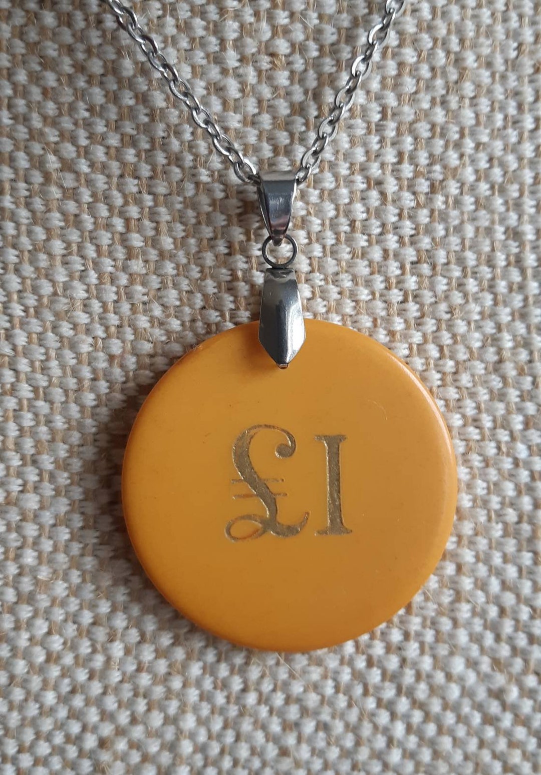 Vintage Butterscotch Poker Chip Pendant 1 Pound Denomination / Etsy