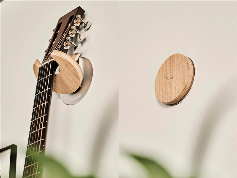 Moodve Support Mural Pour Ukulélé/Violon - Verrouillage Auto - Bois Massif - Protection Caoutchouc