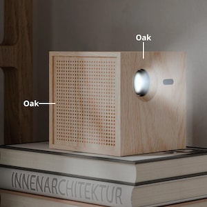 Proyector de madera 4K estético para cine en casa / Diseño danés patentado / Proyector de películas con resolución HD de 1080p / Proyector portátil / REGALO