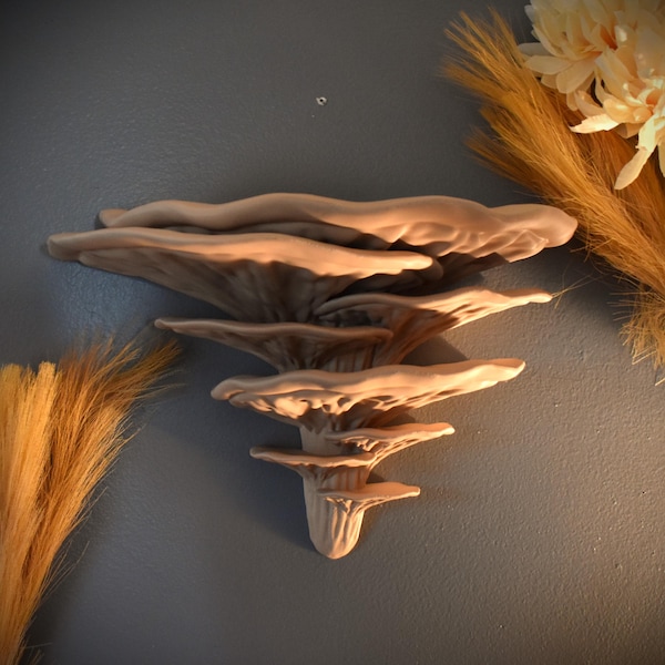 Giant 3D Mushroom Wall Shelf (Any Color): Cottagecore Oyster / Fungi Wall Decoration