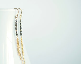 Simple Pyrite Gold Earrings | Delicate Pyrite Dangles Mother's Day gift for her