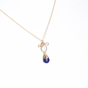 Lapis Lazuli Gold Filled Necklace: Dainty Drop Charm