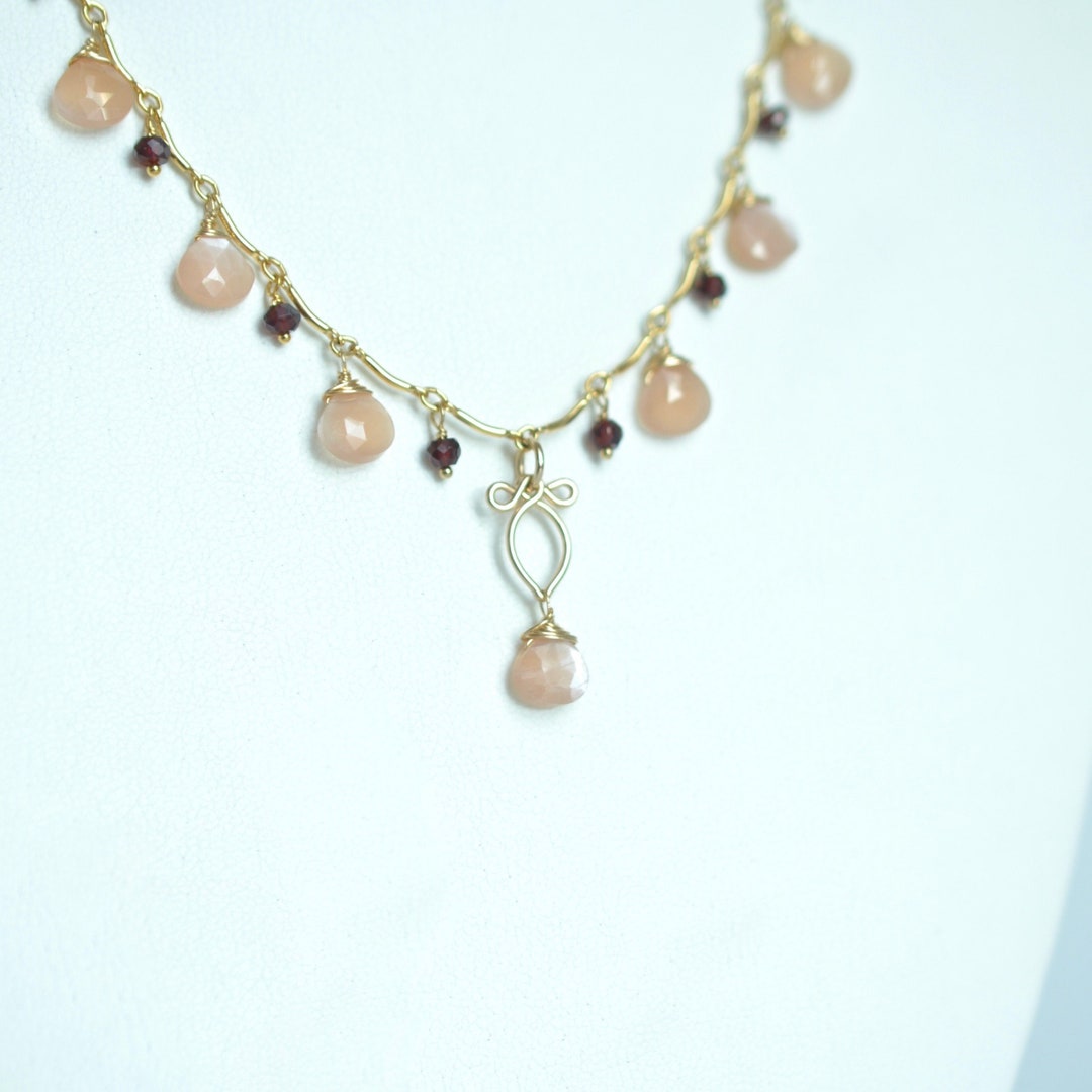 Affinity Peach Moonstone Garnet Bracelet GP