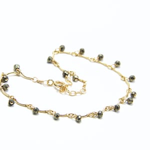 Delicate Layering Bracelet,  Gold and Pyrite Bracelet, Pyrite Stones Bracelet, Delicate Stacking Bracelet,   Mother&#39;s Daygift for her