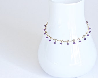 Delicate Gold Amethyst Bracelet | February birthstone bracelet | Purple Bracelet Mother's Day gift for her