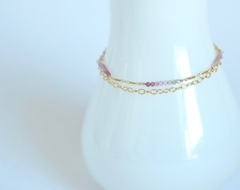 Spinel, 14k Gold Filled Bracelet, August birthstone, August birthday idea, Colorful Bracelet, Multi Color Spinel Bracelet