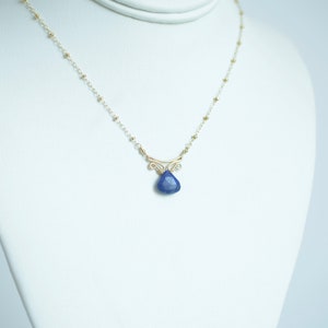 Lapis Lazuli Gold Filled Necklace: Dainty Teardrop Pendant