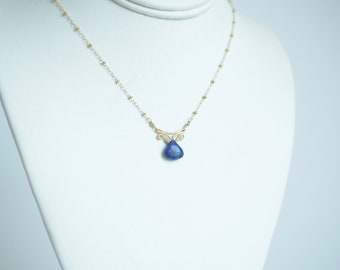 Lapis lazuli gold necklace, lapis necklace, lapis and gold chain, dainty minimal drop charm, gift for her, gift for mom, gift forwife.