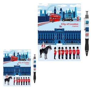 Boîte de 2 x A5 et A6 carnets de notes souvenirs de Londres avec stylo - Coffret cadeau Angleterre Angleterre - Bloc-notes Londres Landmark