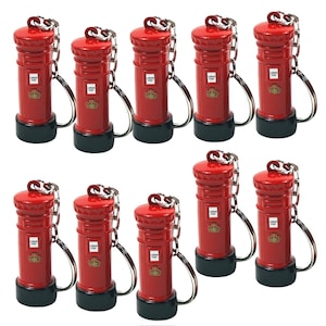 10er Pack London Post Box Schlüsselanhänger - Britisches Souvenirs Geschenk für Reisende - 3D Post Box Schlüsselanhänger - London Post Box Schlüsselanhänger