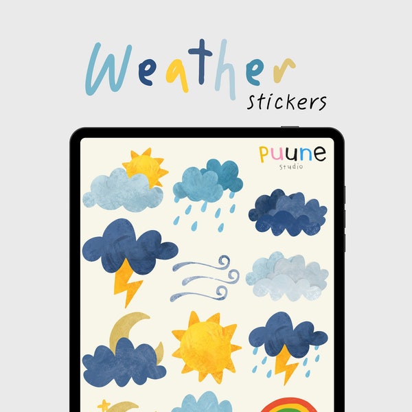 Hand-drawn illustration | Weather Digital Stickers | Digital Planner Stickers | Goodnotes Sticker | Clip art | PNG Digital Stickers