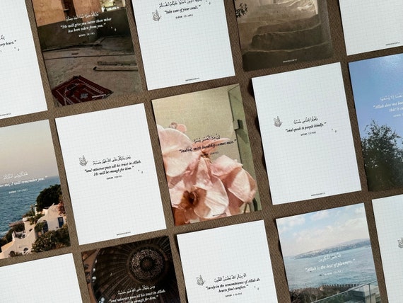 aesthetic quran quote prints - english & arabic, 6x4inch *physical item* [quranic verses minimalist modern wall art poster islamic gifts]