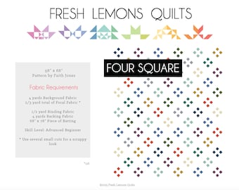 Modern Quilt Pattern - Four Square - PDF