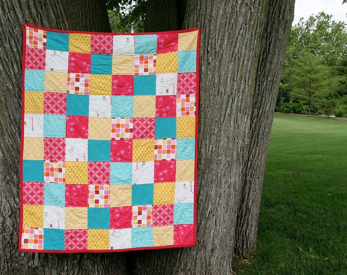 Modern Quilt Toddler Bed Size Patchwork Pips Etsy