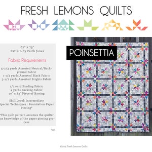 Modern Quilt Pattern - Poinsettia - PDF