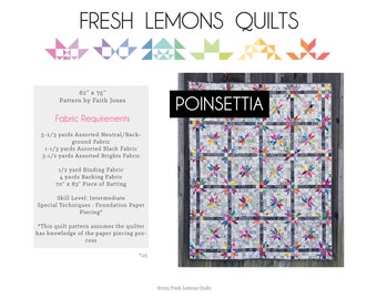 Modern Quilt Pattern - Poinsettia - PDF