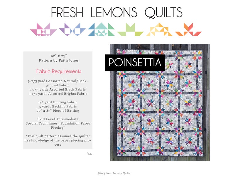 Modern Quilt Pattern Poinsettia PDF image 1