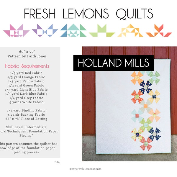 Modern Quilt Pattern - Holland Mills - PDF