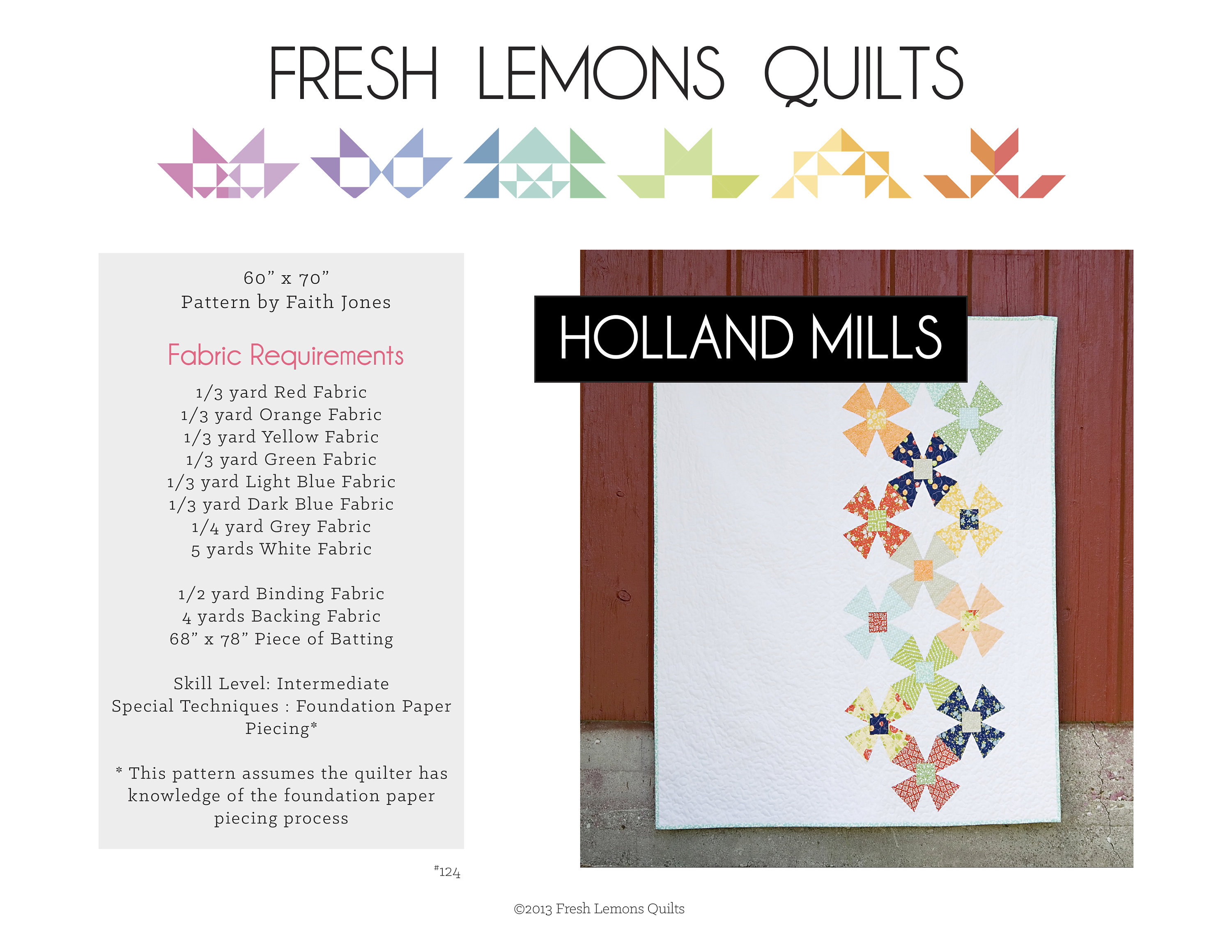 3-yard Quilt Pattern: HEARTLAND by Fabric Café. Make an Easy 3
