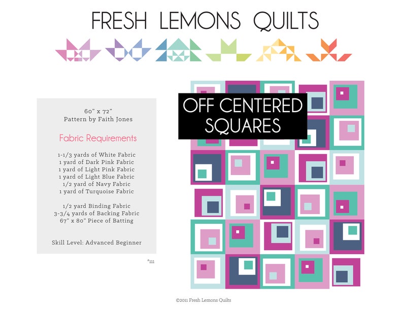 Modern Quilt Pattern Off-Centered Squares PDF image 1