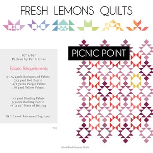 Modern Quilt Pattern - Picnic Point - PDF