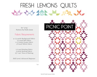 Modern Quilt Pattern - Picnic Point - PDF