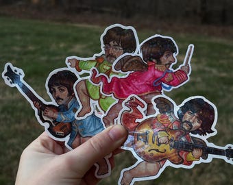 Sgt Pepper Cherub Stickers | Paul McCartney, John Lennon, George Harrison and Ringo Starr Stickers| 4- Vinyl Waterproof Stickers