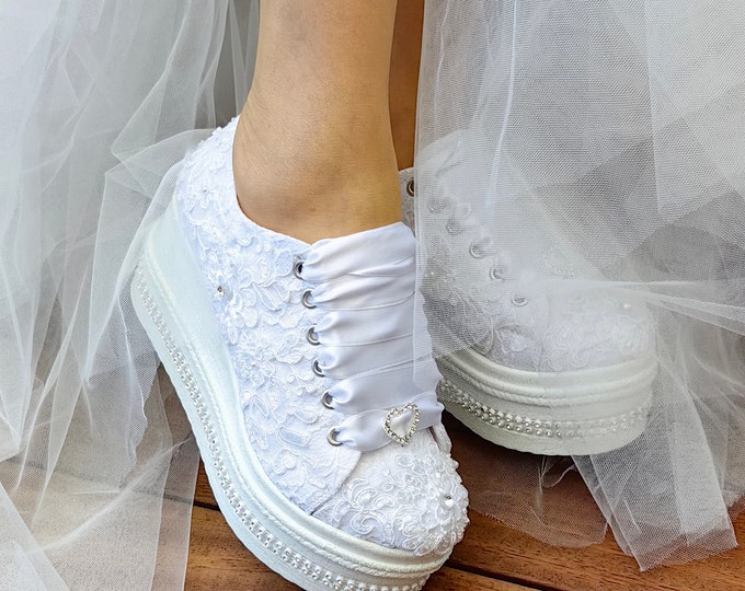 Wedge-heeled Bridal Shoes White or Ivory production For the Bride wedge-heeled comfortable bridal shoes wide fit Wedding Shoes customizable