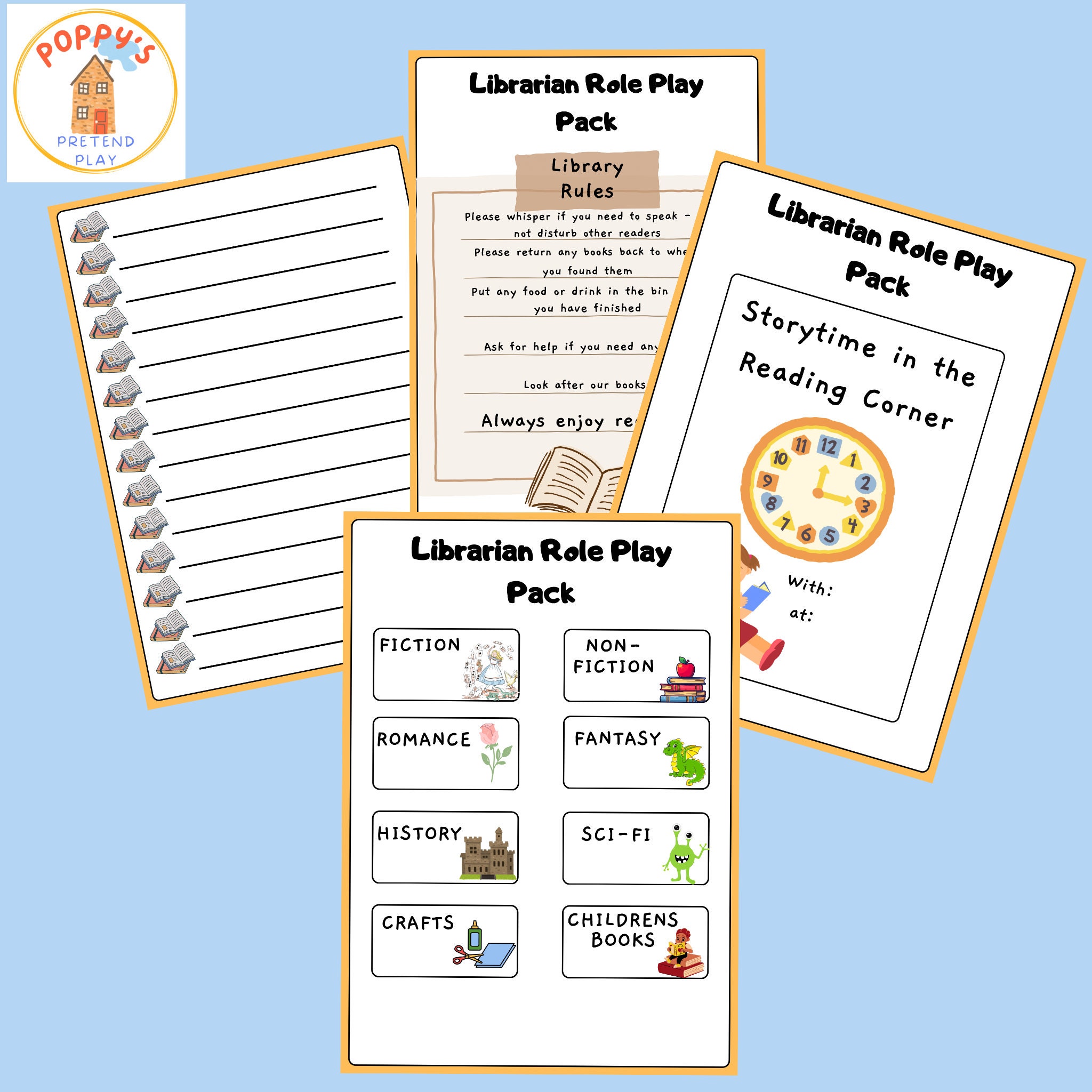 Library Role Play Kids Printable
