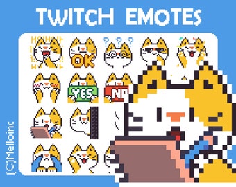 20 Orange Cat Pixel Emotes - Twitch Emotes / Discord Emotes / Twitch Badges / Cat Emotes / Static Emotes / Pixel Emotes