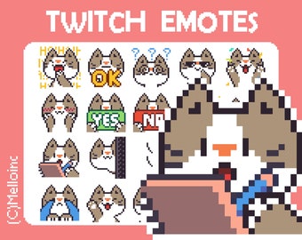 20 Brown Cat Pixel Emotes - Twitch Emotes / Discord Emotes / Twitch Badges / Cat Emotes / Static Emotes / Pixel Emotes