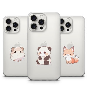 Etui na telefon Kawaii Cute Animal Cover na iPhone 16, 15 Pro Max, 14, 13, 12, 11, XS, Samsung S24, S23, A54, Pixel 9, 8, Huawei P50