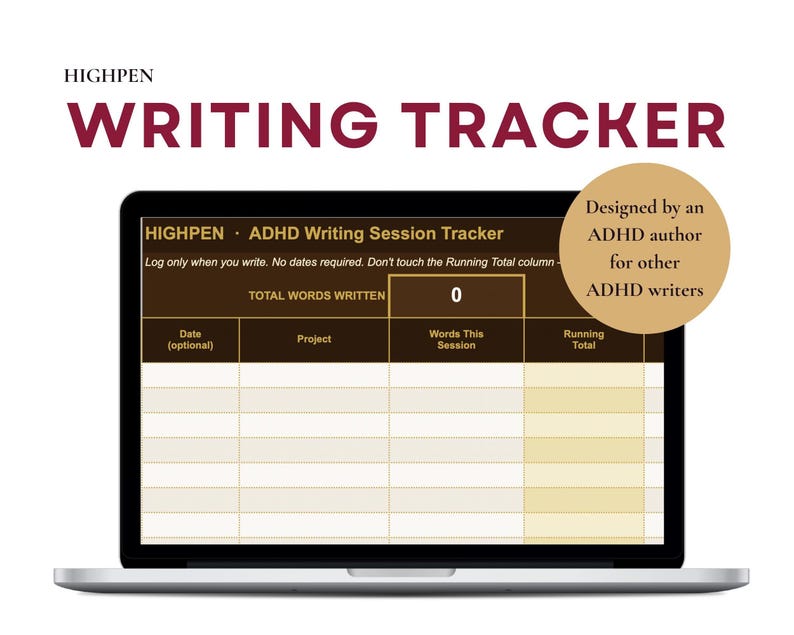 ADHD Writing Tracker Google Sheets | Beat Map 80k Novel & Session Log ...