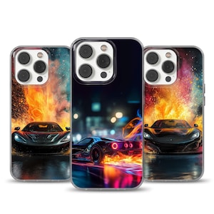 Supercar Phone Case, Sports car Cover for iPhone 15 Pro Max, 14 Plus, 13, 12, 11, XR, XS, Samsung S23, S22, A54, Pixel 8 7 6