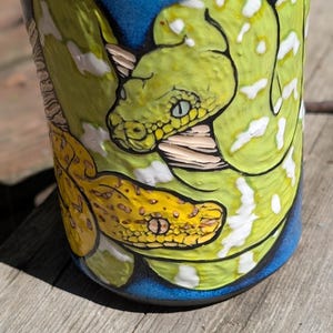 Python Pair Large Blue Stoneware Mug - 24 oz