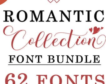 Pacchetto di font romantici: 62 font eleganti per progetti creativi, offerta a 1 dollaro