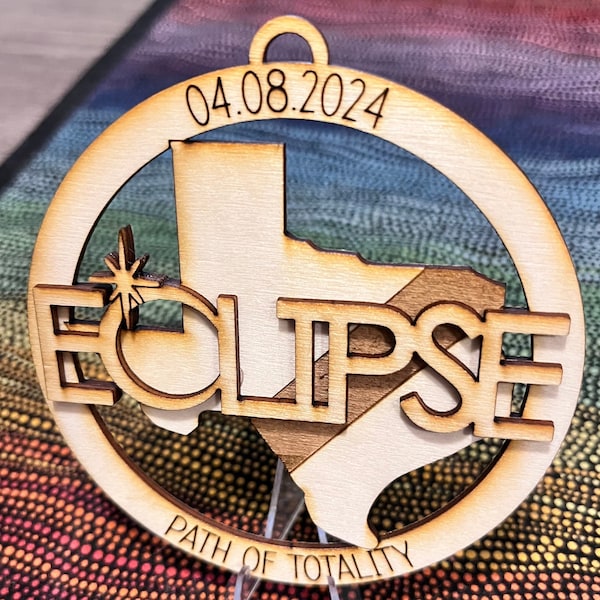 Total Solar Eclipse Ornament - Texas Path of Totality 2024