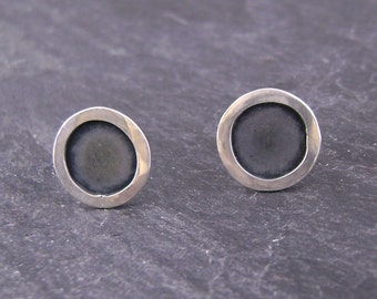 oxidized sterling silver CIRCLE of life earrings friction back posts 8mm e115 in stock