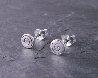 sterling silver post earrings stamped Spiral e111