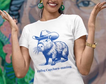 Feeling Capybara-mazing Graphic T-shirt, Animal Lover Tee