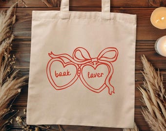 Book Lover Cotton Canvas Tote Bag, Bookish Gift