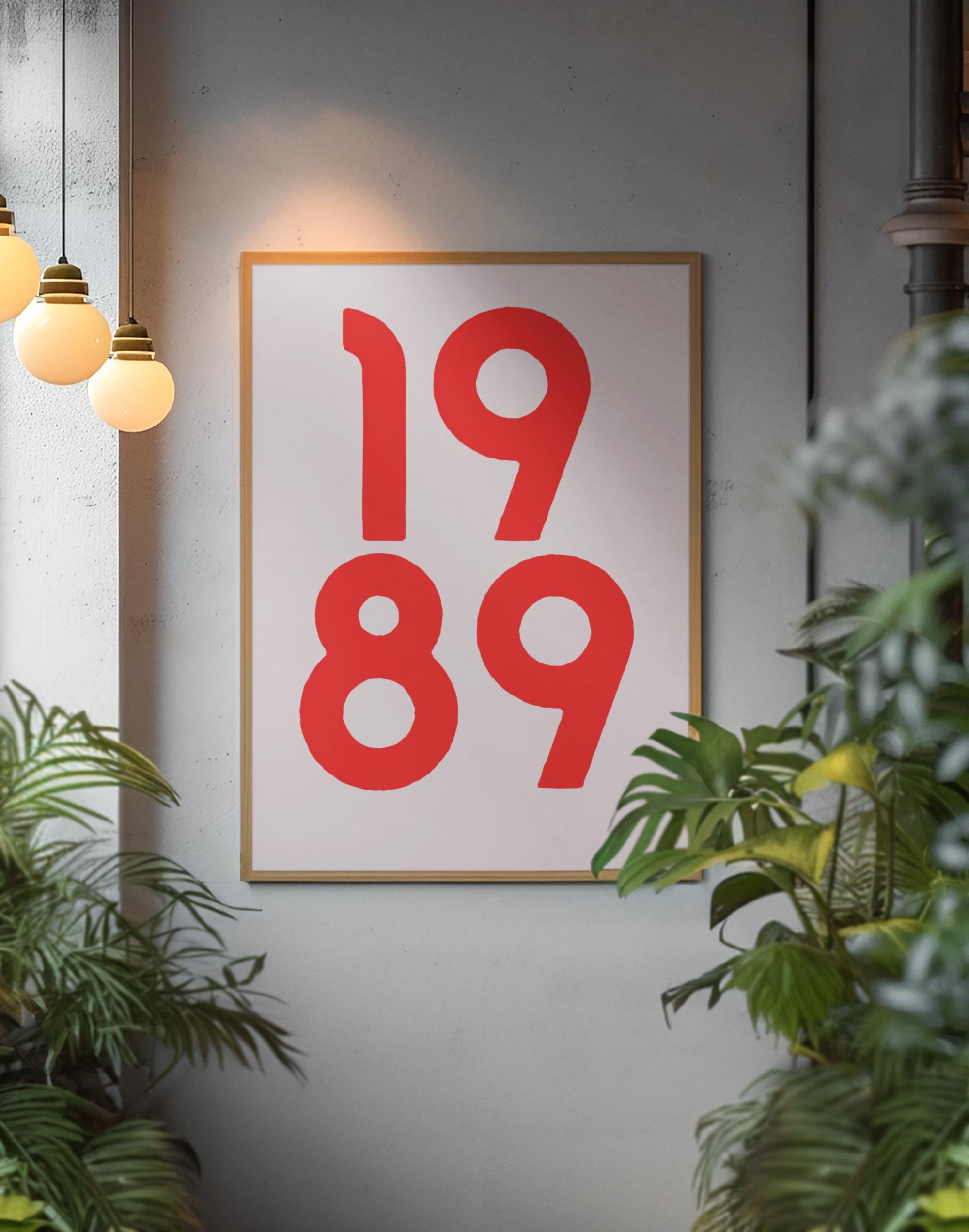1989 Birth Year Poster, Red Lettering Wall Art - Etsy