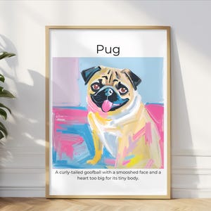 Pug Wall Art, Pug Gift, Pug Print, Gift for Pug Lovers, Funny Dog Wall Art, Colorful Wall Art, Pug Poster, Gift for Dog Lover, Artsy Pug Art