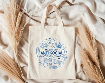 Anti-Social Book Club Cotton Canvas Tote Bag, Bookish Gift