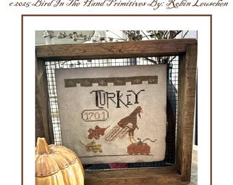 1701 Turkey On A Pumpkin Cross Stitch Pattern Digital
