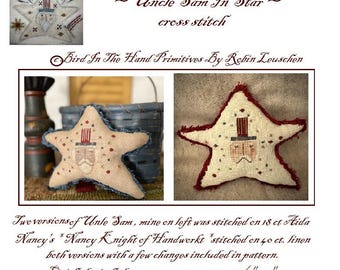 Uncle Sam In Star Cross Stitch Pattern