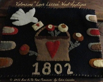 Valentine Love Letter Wool Applique Pattern