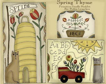 Spring Thyme Primitive Doodle Booklet