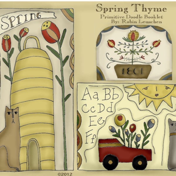 Spring Thyme Primitive Doodle Booklet