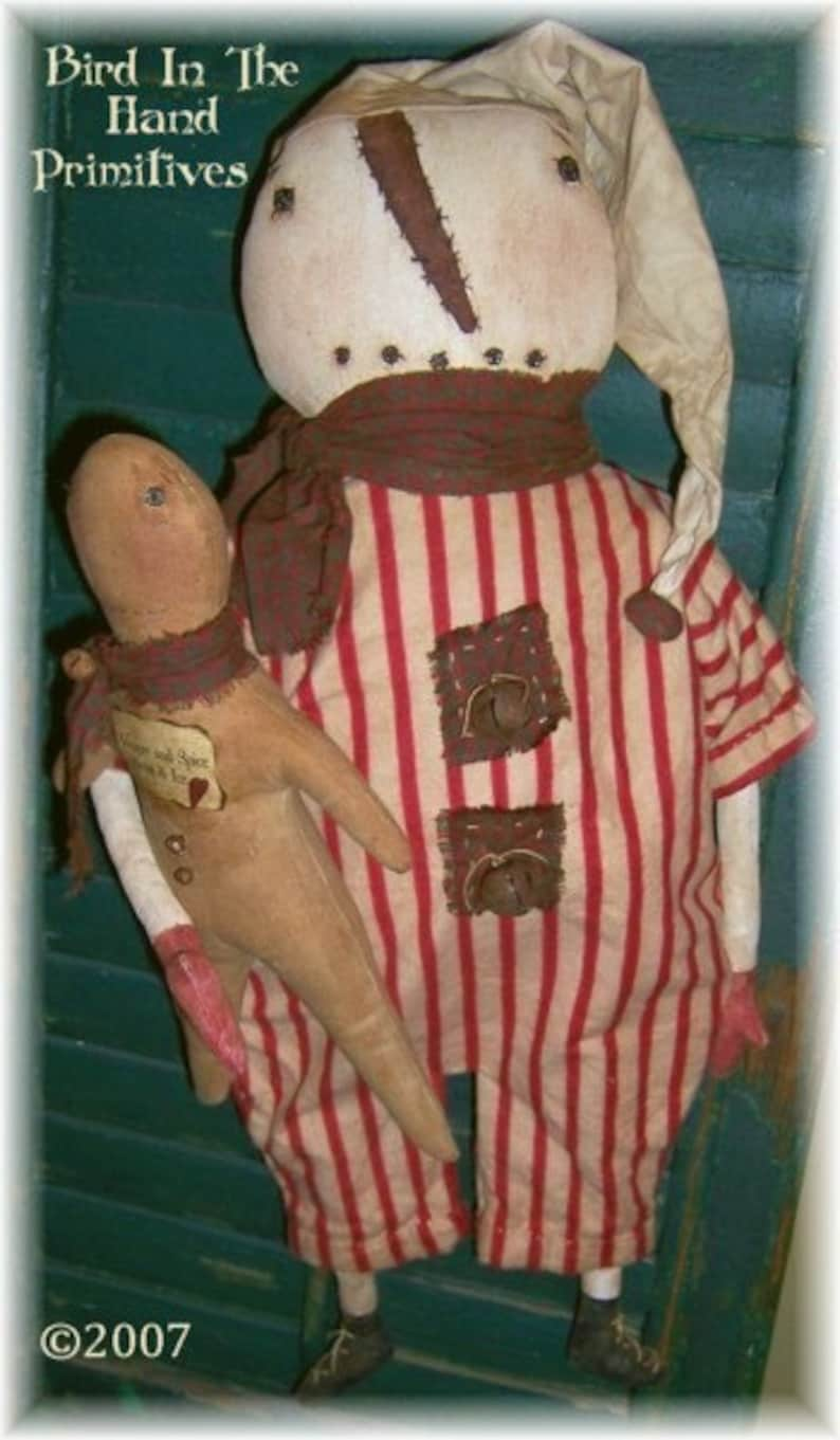 Primitive Snowman and Gingerbread E Pattern image 1